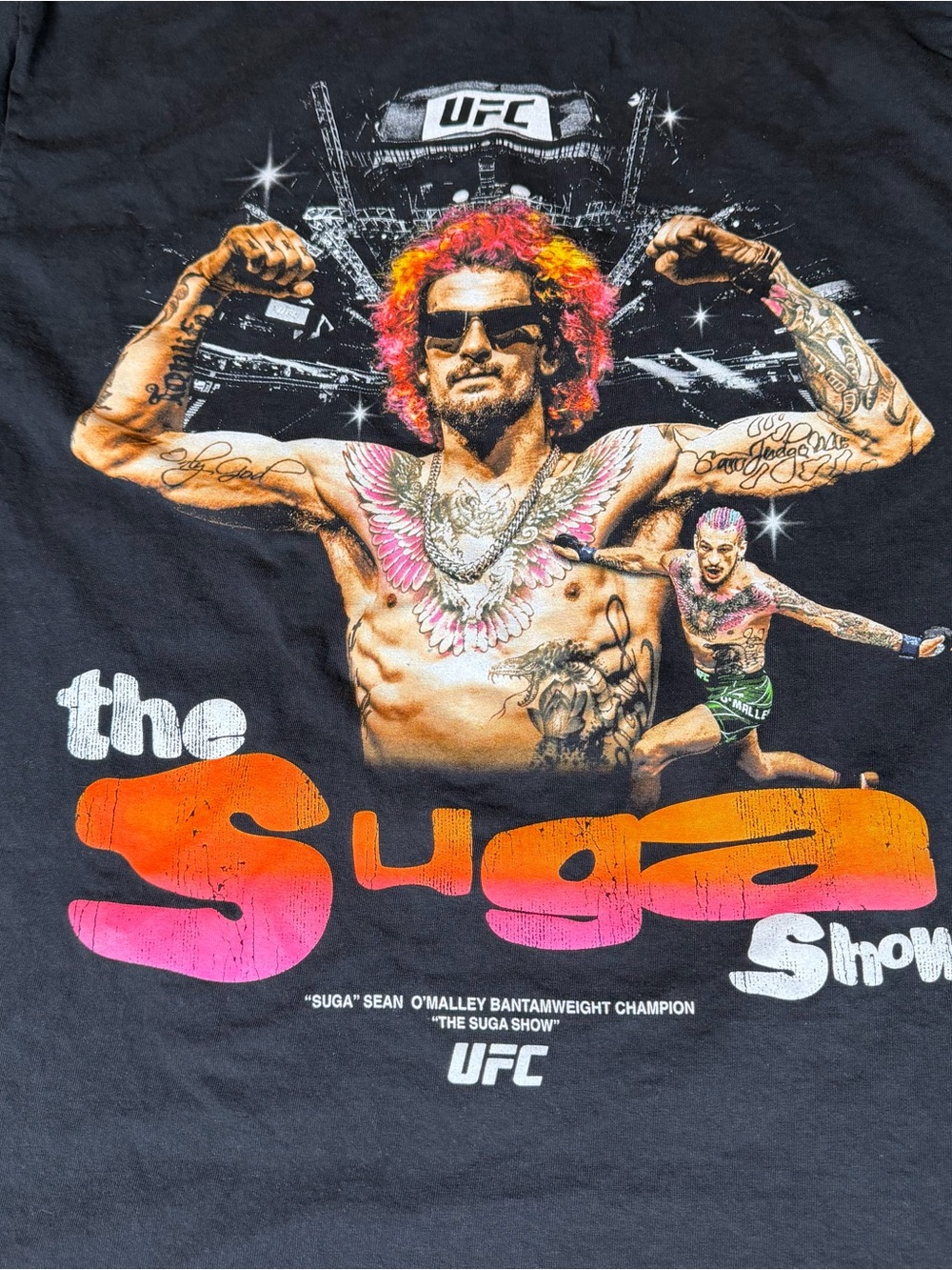 Suga Sean O’Malley Champion T-Shirt UFC The Suga Show Black Mens Large MMA Tee